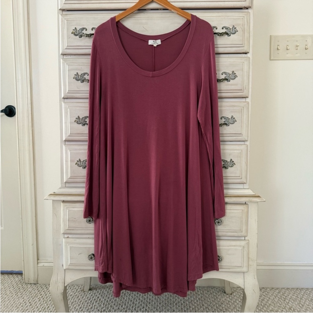 Soft Bamboo Relaxed Long Sleeve Dress - Picture 1 of 4